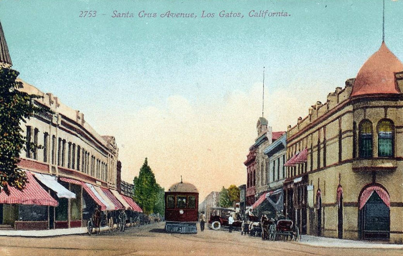 View of historic downtown Los Gatos from the turn of the Century